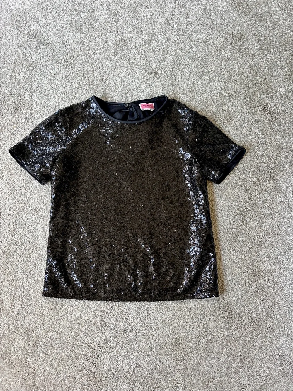 kate spade Black Sequin Bow Back Short-Sleeve Top